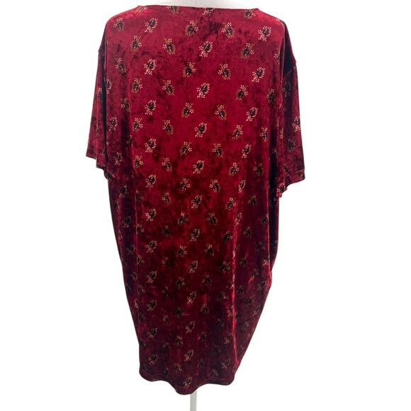 Natural Life Claire Velvet floral Mini Dress V-Neck Cranberry Floral Sz L - Picture 3 of 7